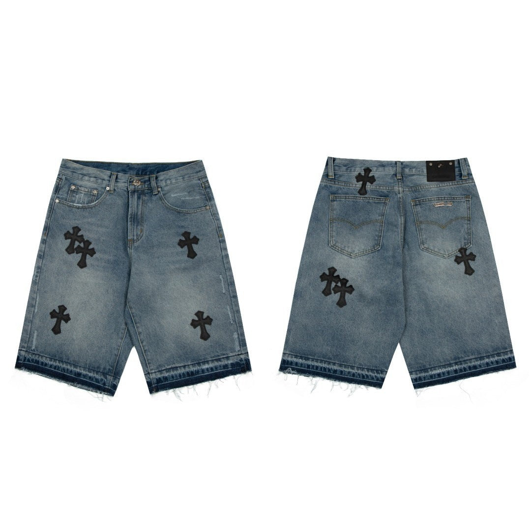 VARIANT_IMAGE::Style 920 | Cross patchwork denim Bermuda shorts