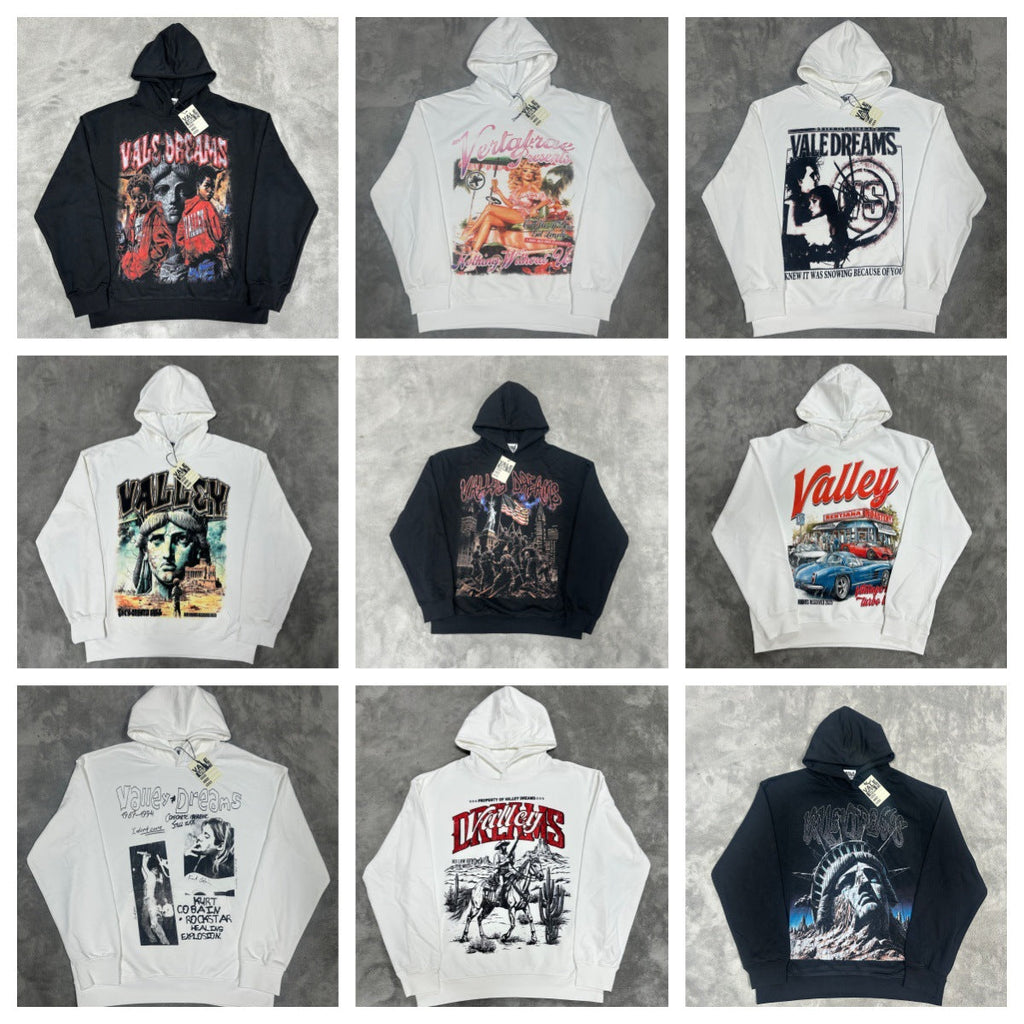 GMABCD Unisex Graphic Print Pullover Hoodie – Relaxed Terry Streetwear