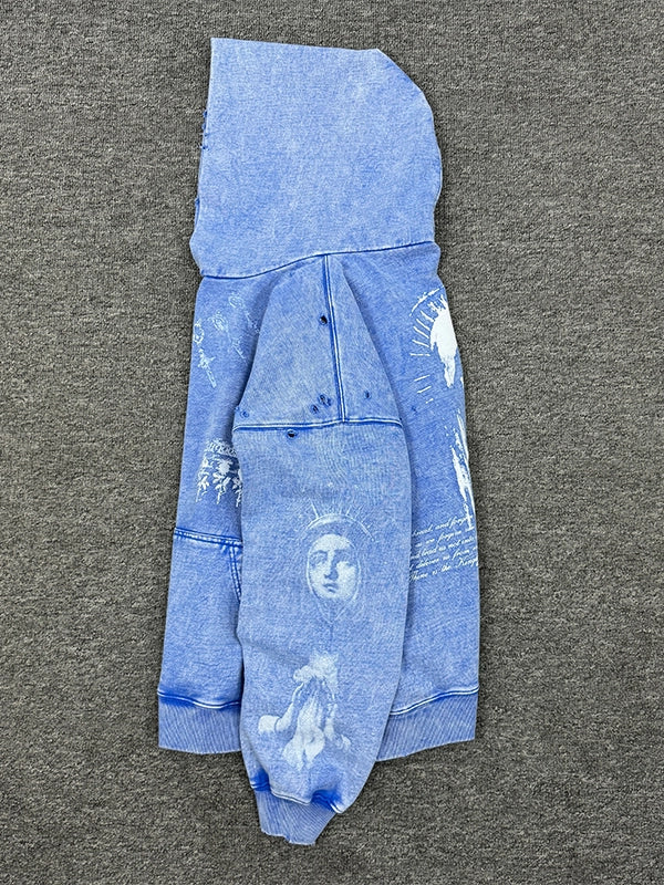 GMABCD light blue vintage washed distressed graphic hoodie 3