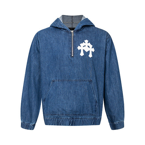 GMABCD Unisex Cross-Detail Denim Jacket – Relaxed Graphic Streetwear Outerwear