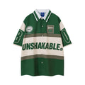 VARIANT_IMAGE::Green | Color-block graphic button-up T-shirt