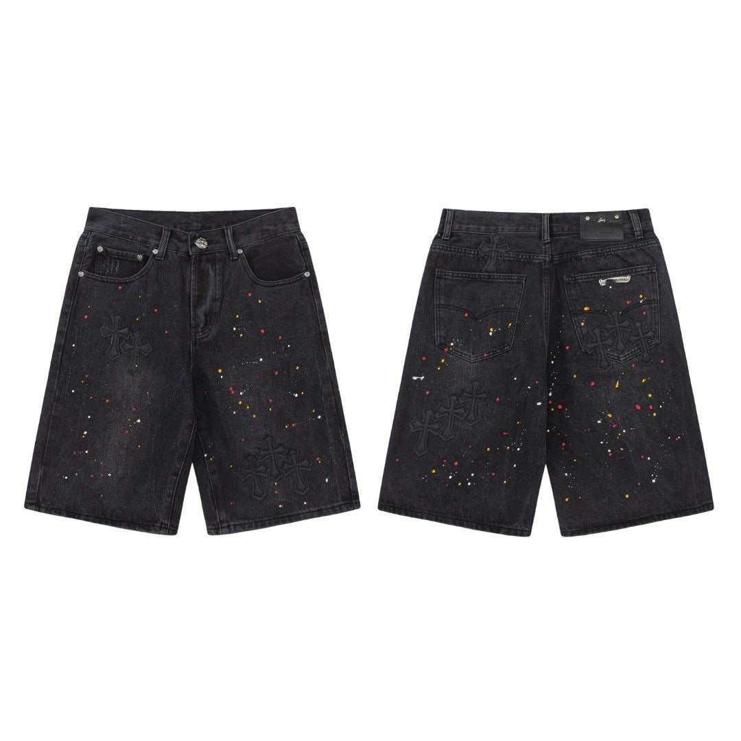 VARIANT_IMAGE::Style 927 | Cross patchwork denim Bermuda shorts