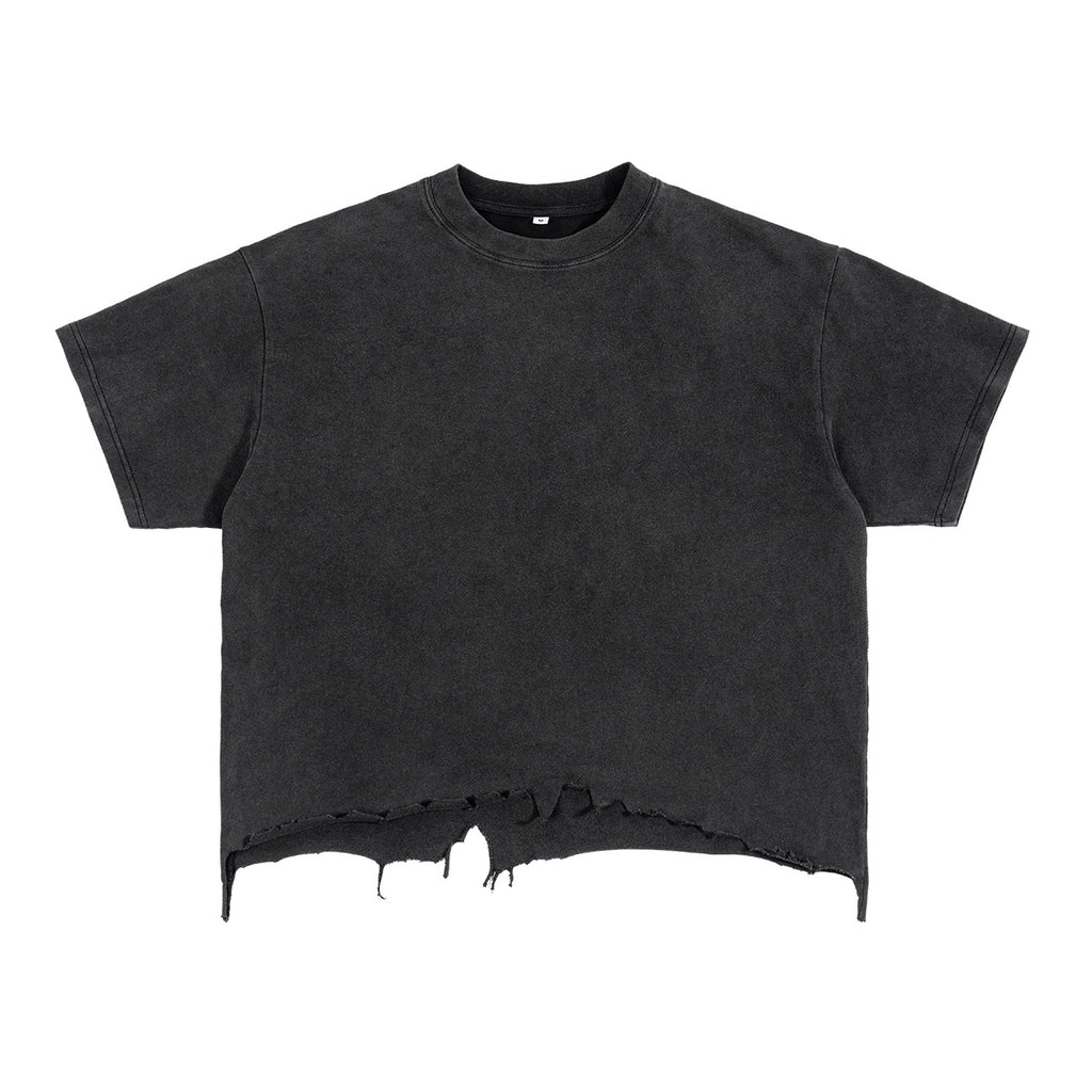 VARIANT_IMAGE::Black | Distressed boxy cotton T-shirt