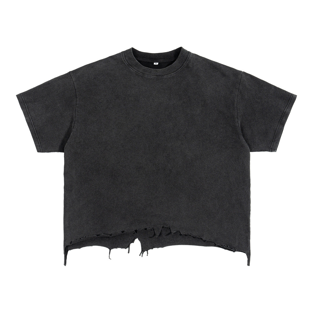 VARIANT_IMAGE::Black | Distressed boxy cotton T-shirt