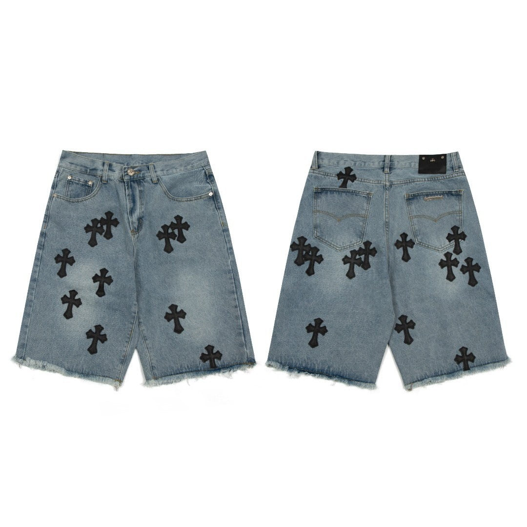 VARIANT_IMAGE::Style 919 | Cross patchwork denim Bermuda shorts
