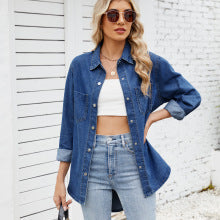 VARIANT_IMAGE::Dark Blue | Women's washed denim shirt