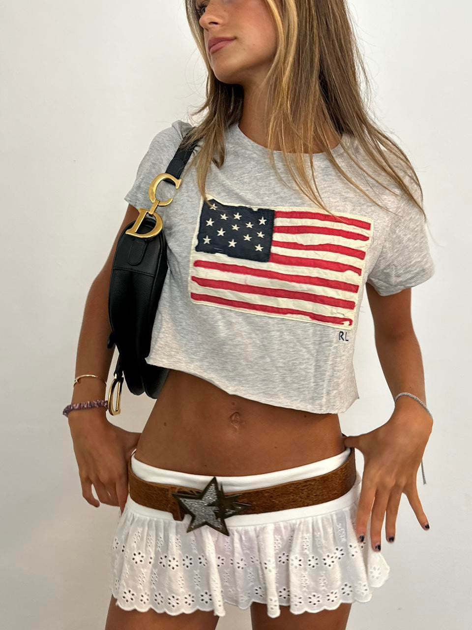 Women's flag graphic cropped T-shirt image 1