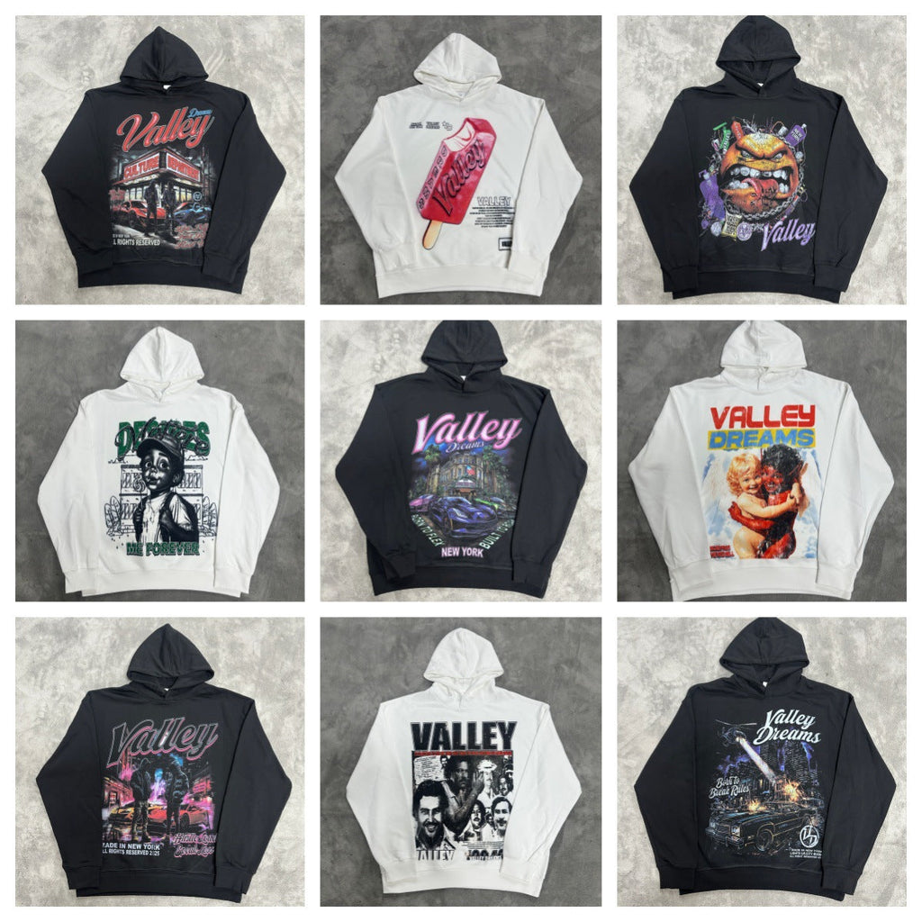 GMABCD Unisex Graphic Print Pullover Hoodie – Relaxed Terry Streetwear