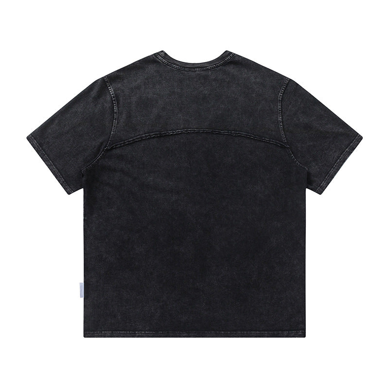 Men's heavyweight washed patchwork T-shirt image 2