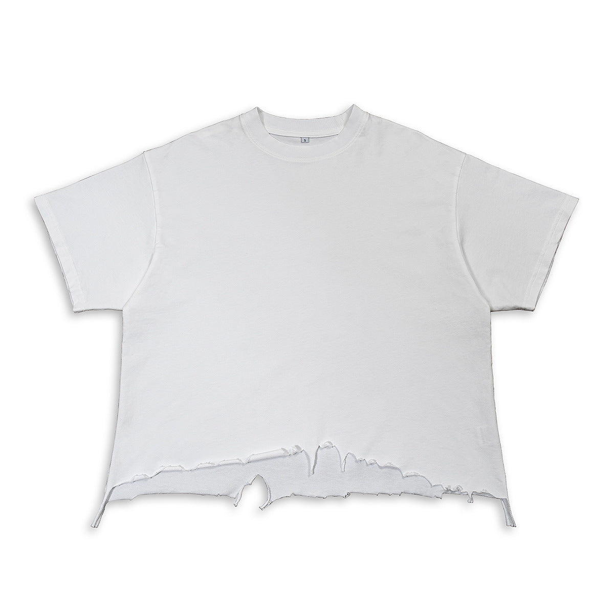 VARIANT_IMAGE::White | Distressed boxy cotton T-shirt