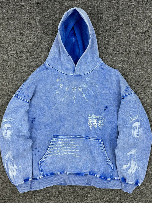 GMABCD light blue vintage washed distressed graphic hoodie 1