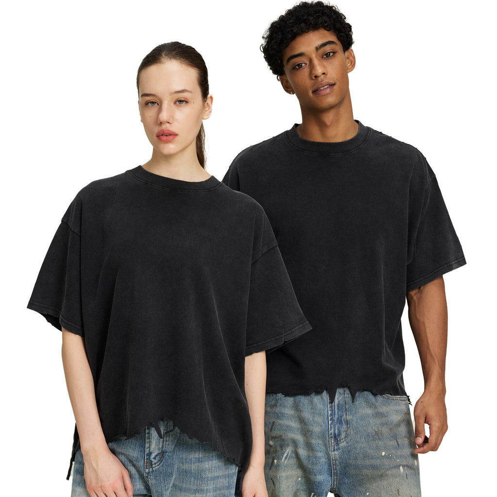 Men's distressed boxy cotton T-shirt detail 5