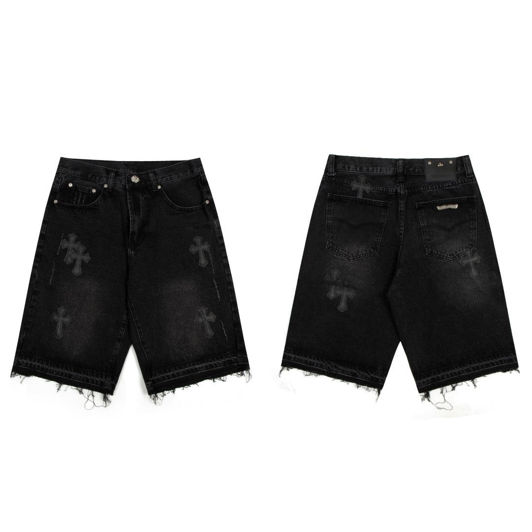 VARIANT_IMAGE::Style 921 | Cross patchwork denim Bermuda shorts