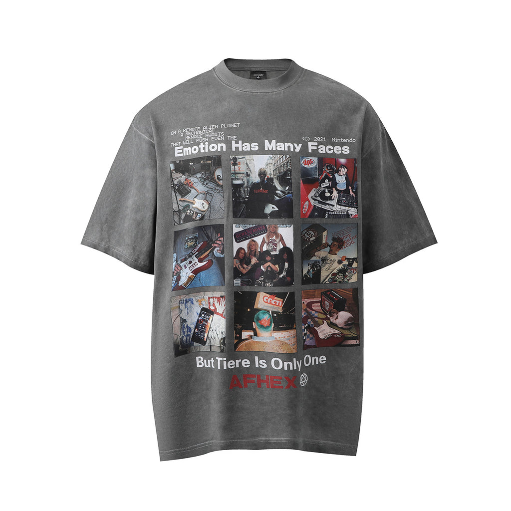 Men's washed cartoon graphic T-shirt image 1