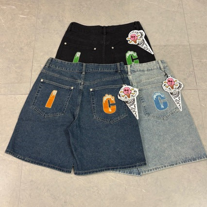 Unisex dog graphic denim Bermuda shorts image 1