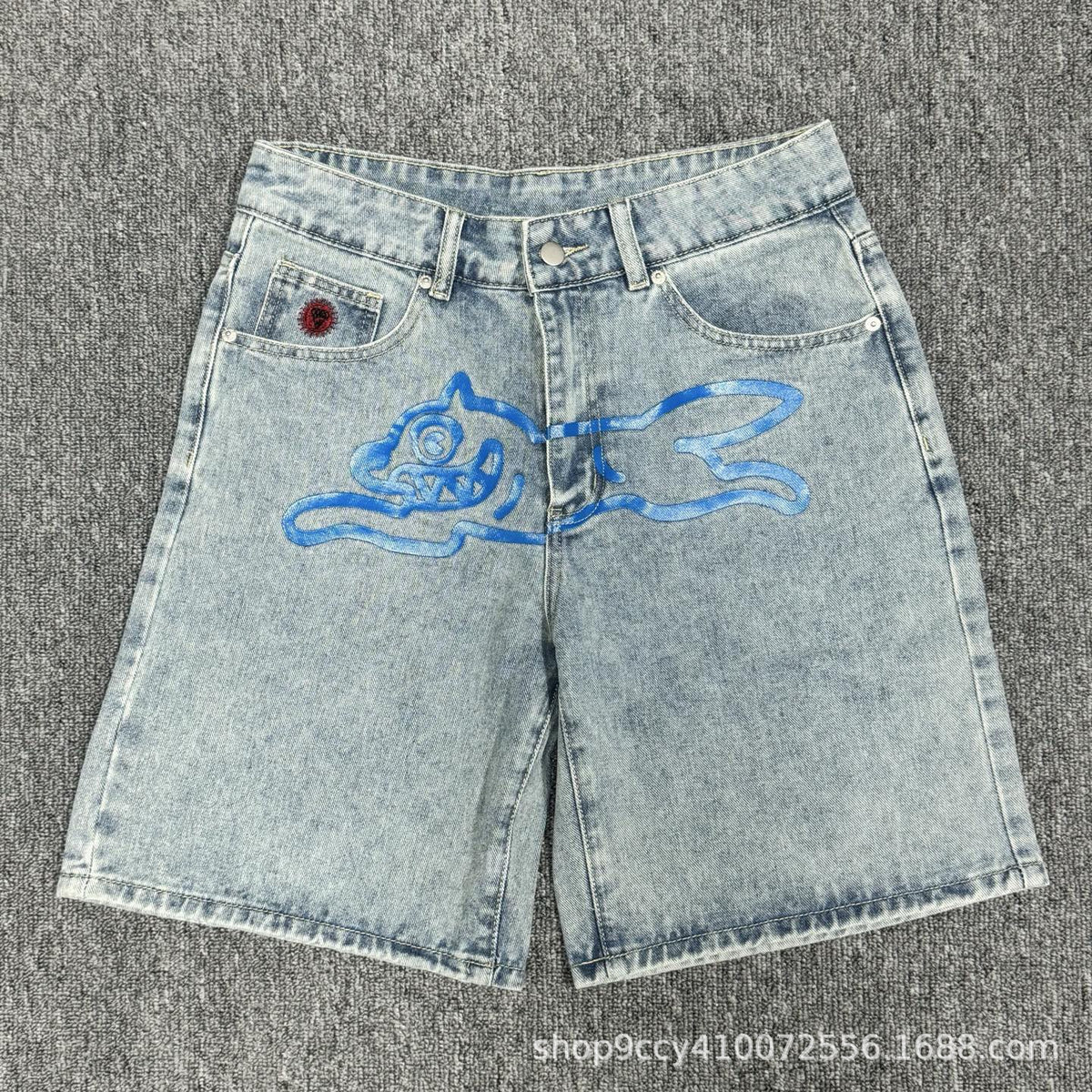 VARIANT_IMAGE::Light Blue / Blue Graphic | Dog graphic denim shorts