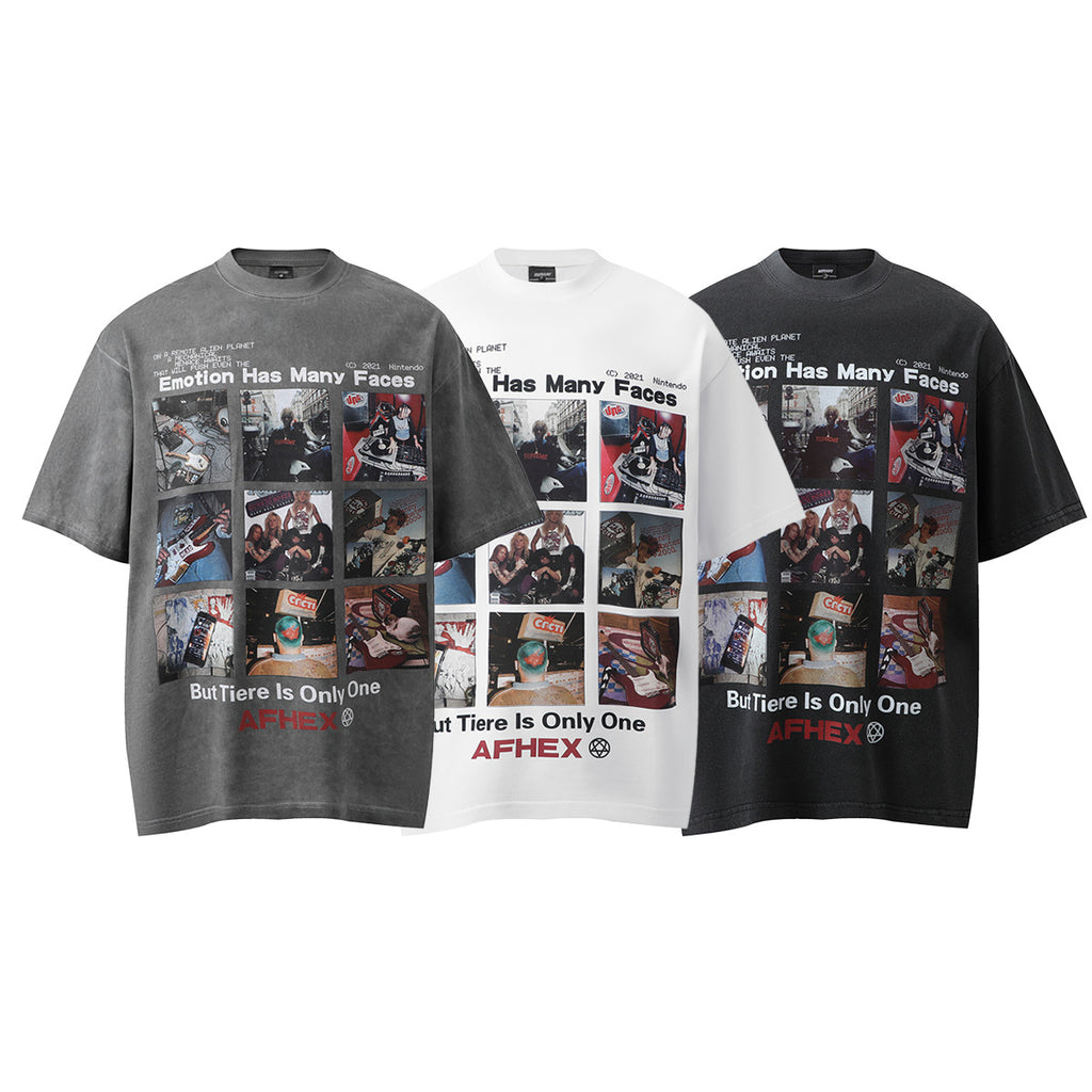 Men's washed cartoon graphic T-shirt image 5