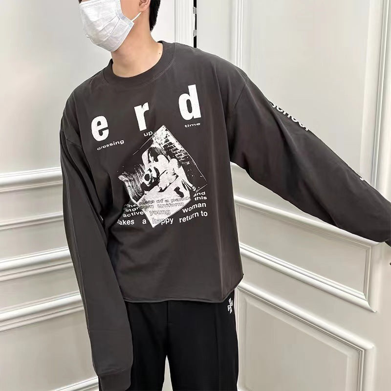 GMABCD Unisex Portrait Graphic Long-Sleeve T-Shirt – Relaxed Cotton Streetwear