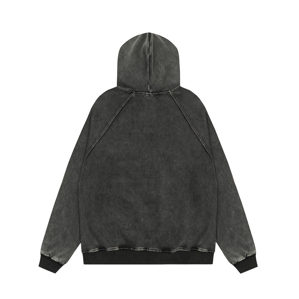 Unisex guitar graphic fur-trim zip-up hoodie detail 2