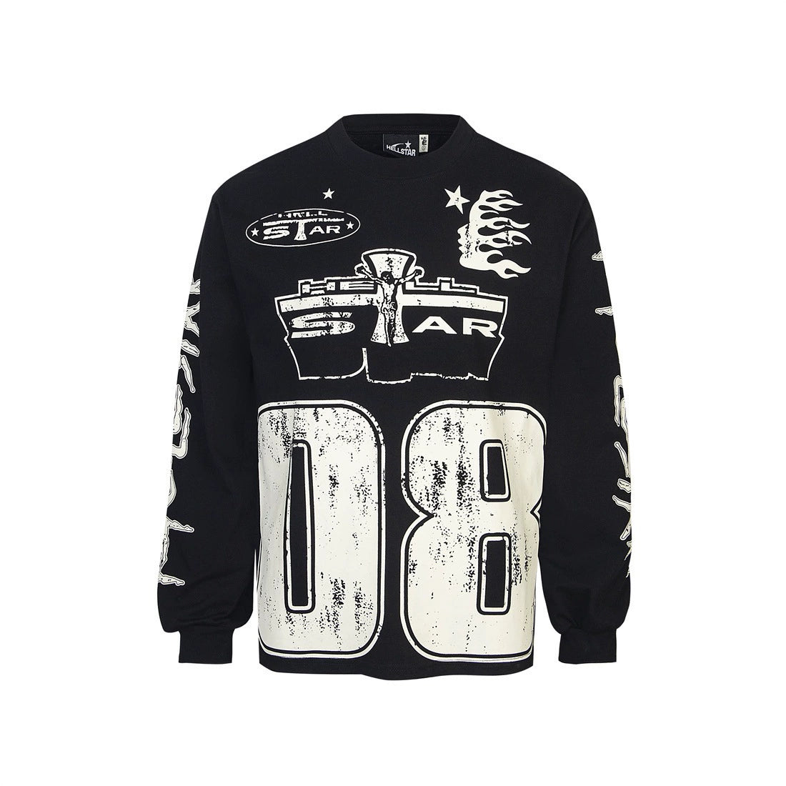 Relaxed unisex graphic long-sleeve T-shirt styling