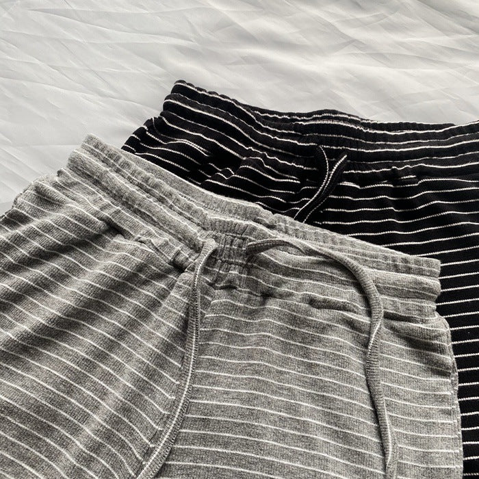 Women's striped high-stretch knit shorts image 2