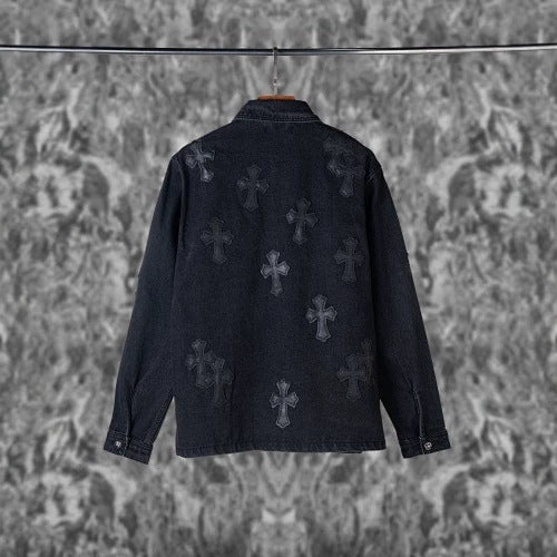 GMABCD Unisex Cross-Detail Denim Jacket – Relaxed Graphic Streetwear Outerwear