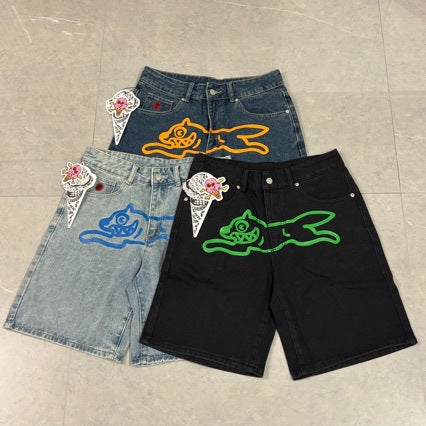 Unisex dog graphic denim Bermuda shorts image 2